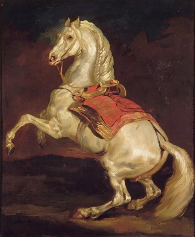 Rearing Horse with a Red Saddlecloth