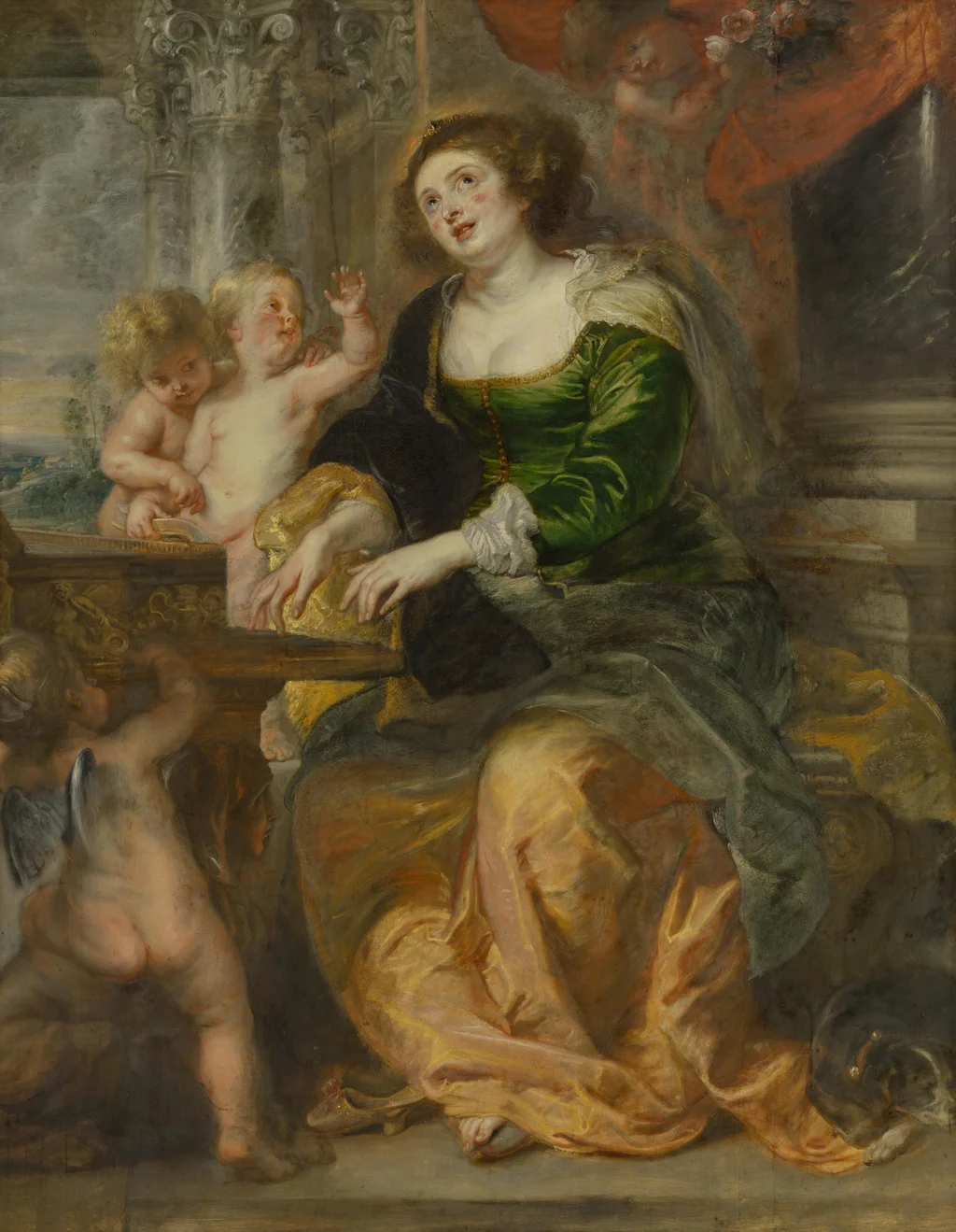 Sainte Cécile jouant du virginal
