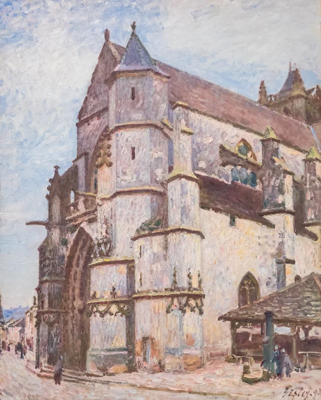 La chiesa di Moret, tempo piovoso, mattina