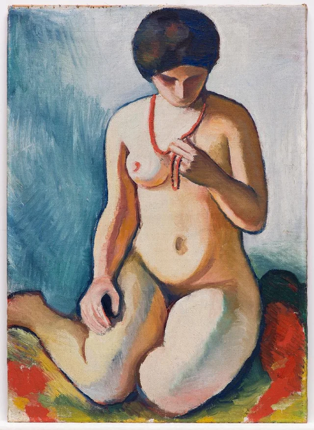 Female nude with coral necklace