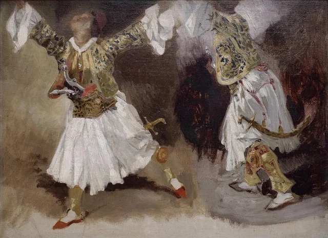 Two Greek soldiers dancing