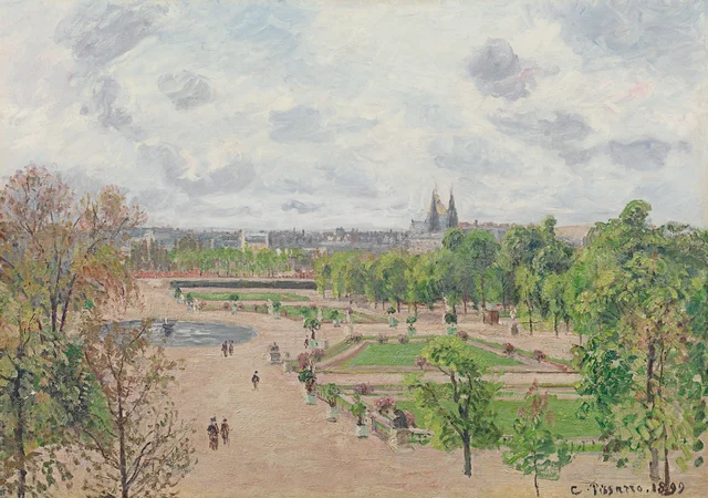 Giardino delle Tuileries, mattina di primavera, tempo nuvoloso