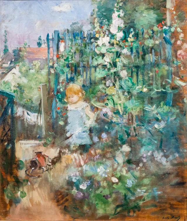 Child among the Hollyhocks
