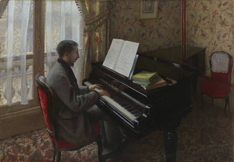 Giovane che suona il pianoforte (Martial Caillebotte)