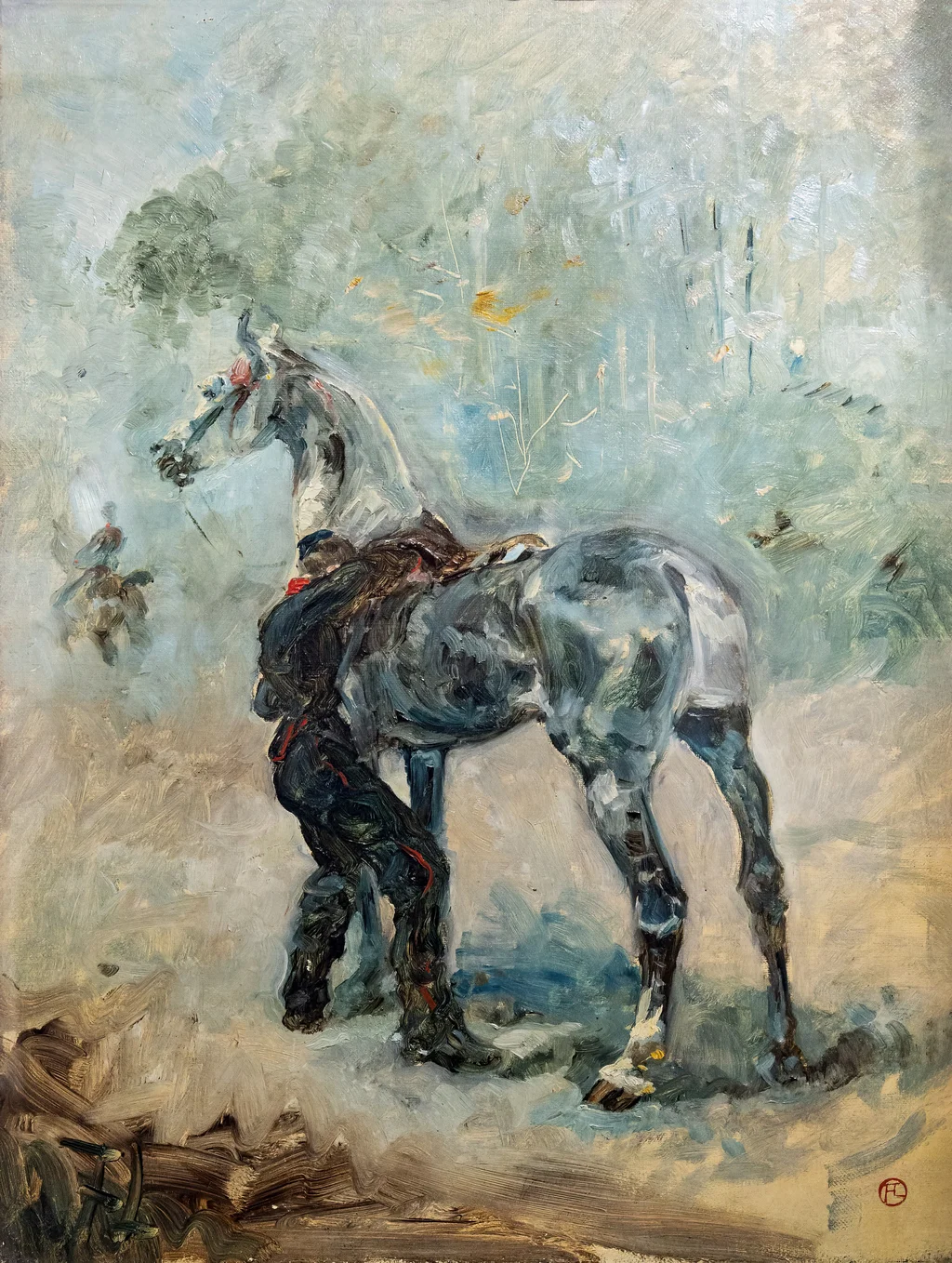 Artillero ensillando su caballo