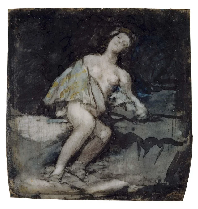 Nude Woman Reclining Against a Rock