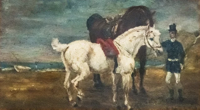 Dos caballos y un mozo de cuadra