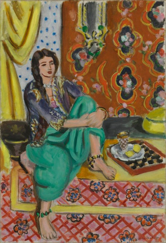 Seated Odalisque, Left Knee Bent, Ornamental Background and Checkerboard