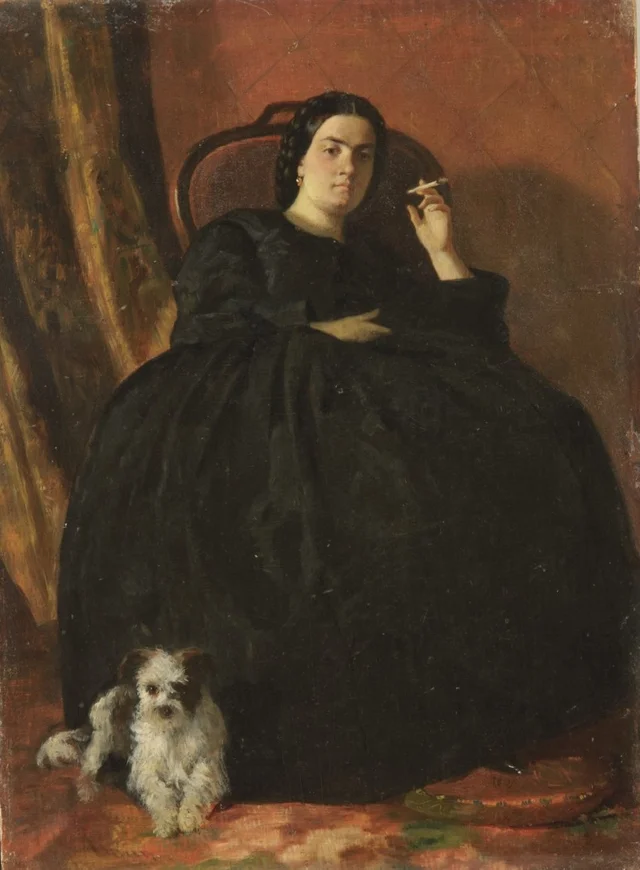 Bildnis einer Frau mit Hund