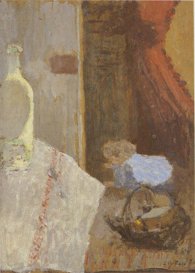 Interieur mit rotem Vorhang