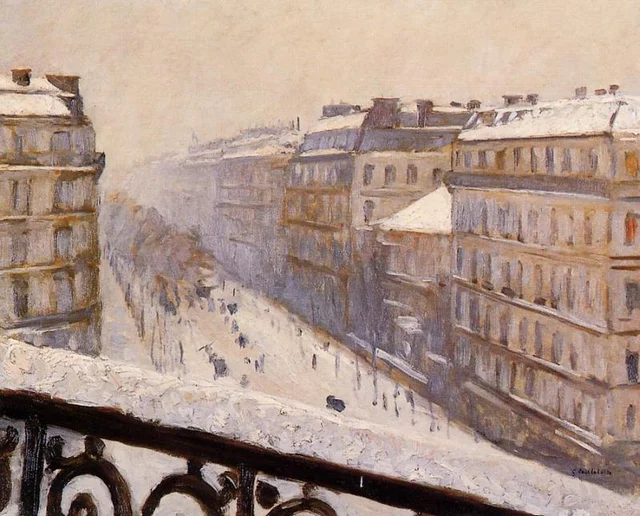 Le Boulevard Haussmann sous la neige