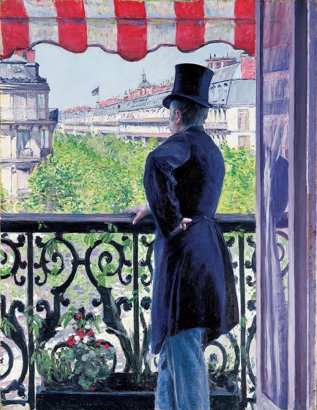 Mann auf dem Balkon, Boulevard Haussmann
