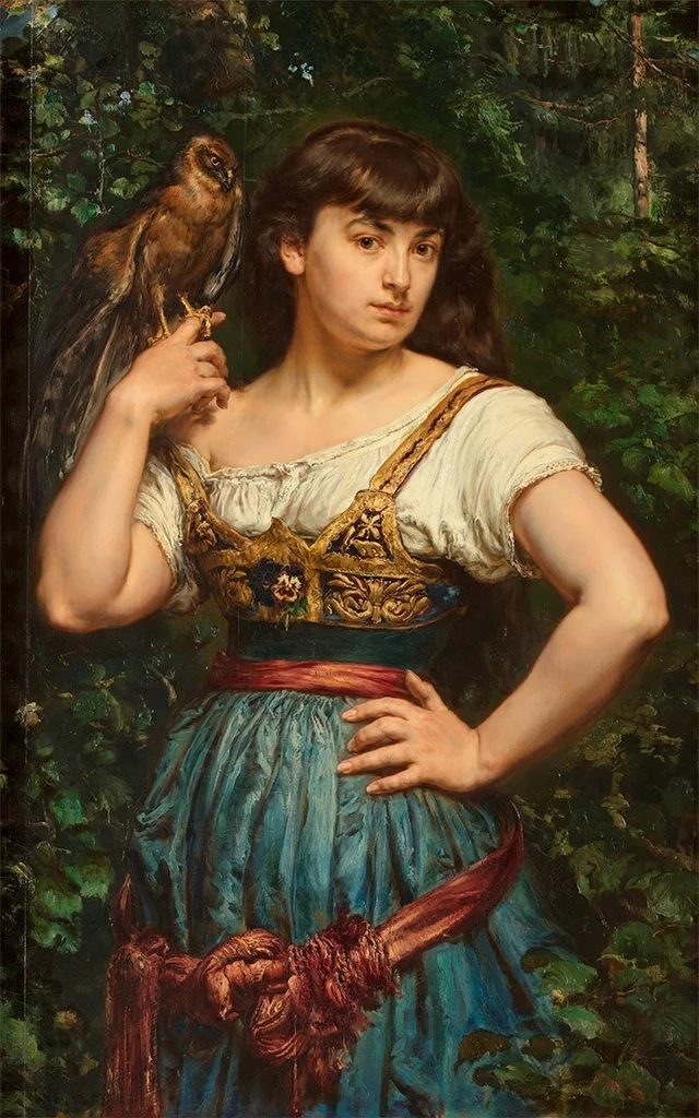 Portrait of Helena Matejko with a Sparrowhawk