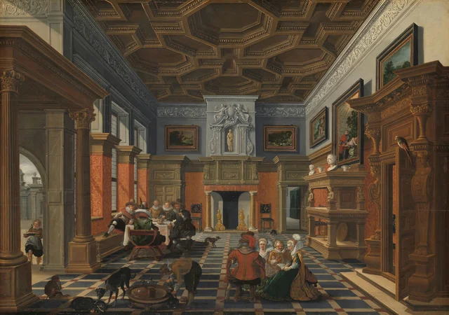 Interieur mit Gesellschaft