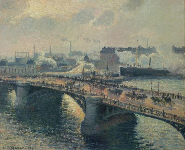 Pont Boieldieu, Rouen, Sonnenuntergang, Dunst