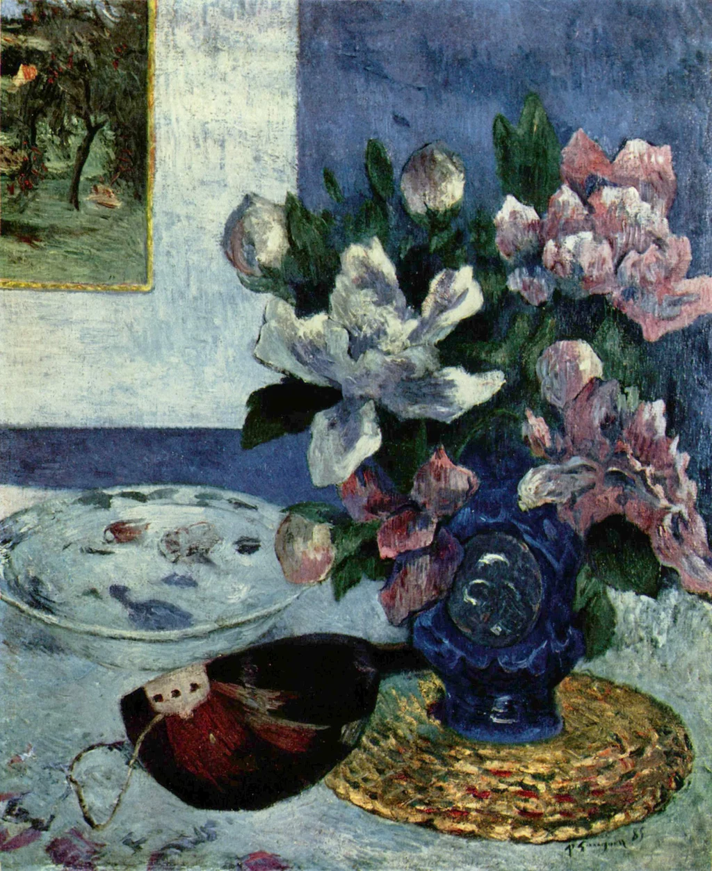 Nature morte aux pivoines de Chine et mandoline