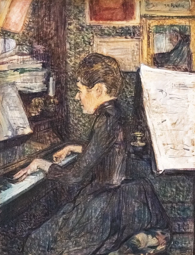La señorita Dihau al piano
