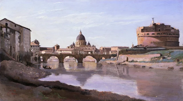 View of Rome: The Bridge and Castel Sant'Angelo with the Cupola of St. Peter's