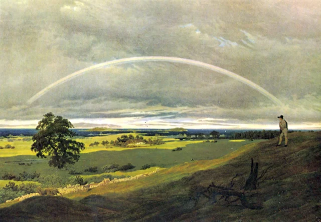 Landschaft auf Rügen mit Regenbogen