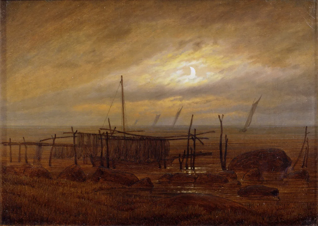 Salida de la luna sobre el mar
