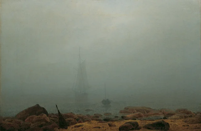 Sea beach in the fog