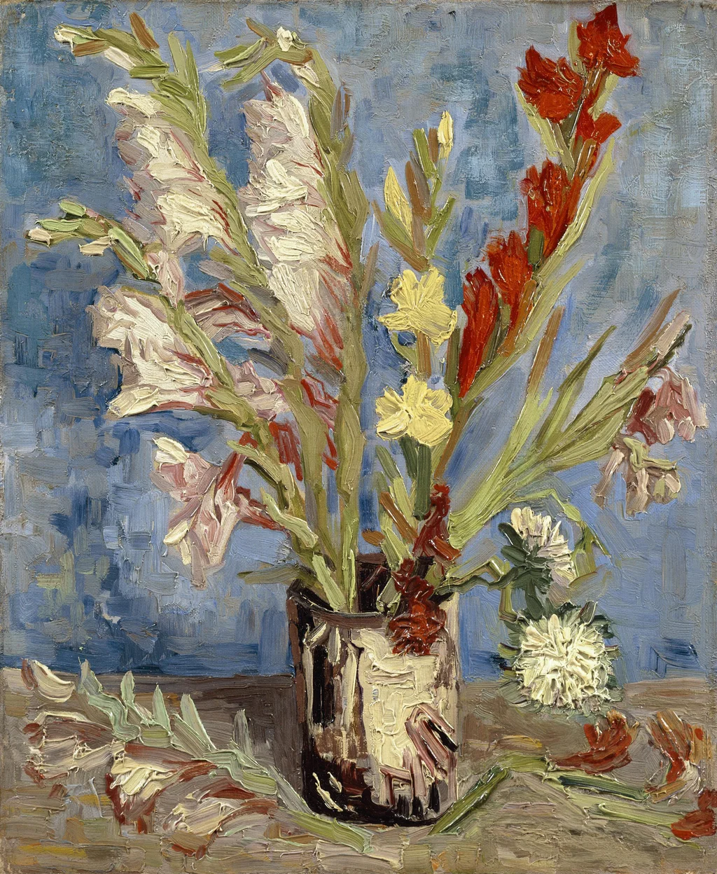 Vaso con gladioli e astri della Cina