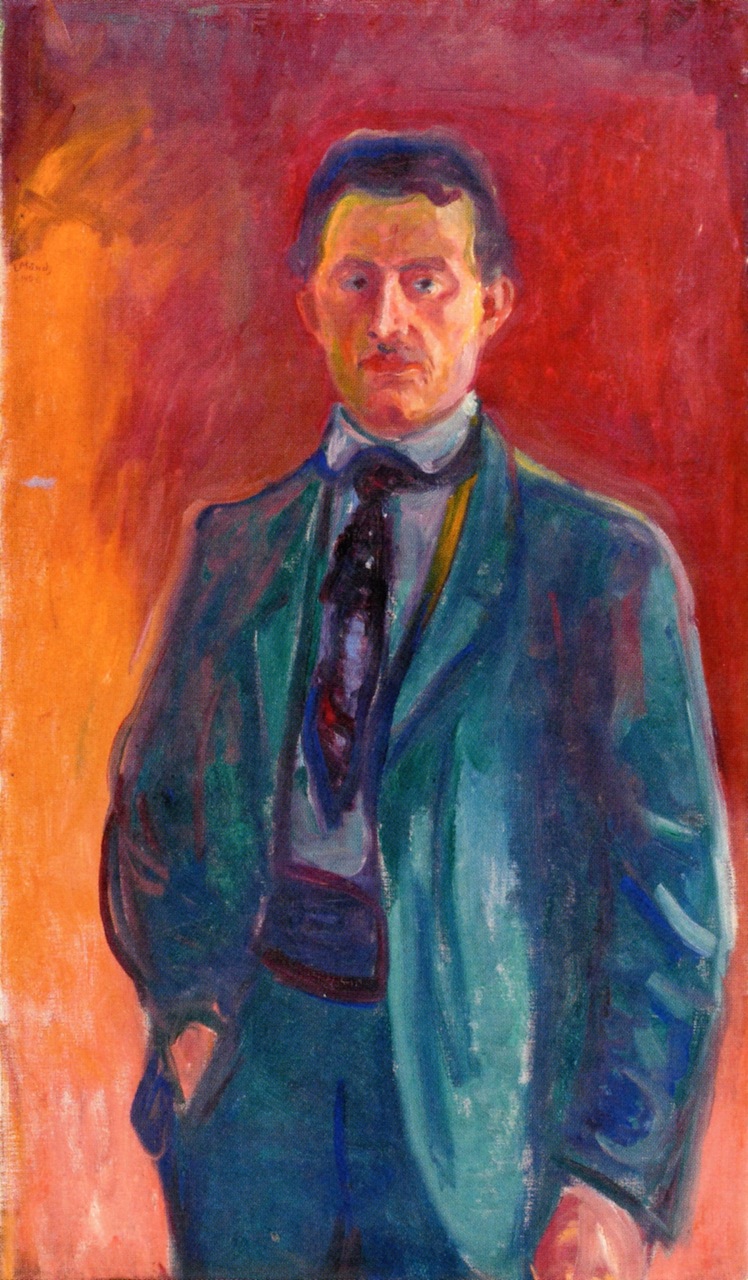 Autorretrato sobre fondo rojo