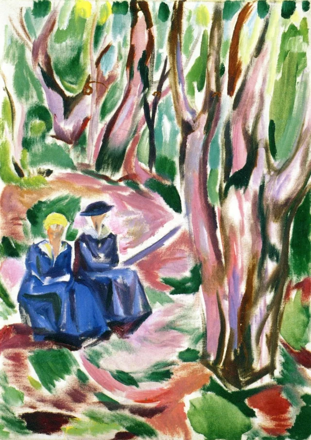 Due donne nel bosco a Ekely