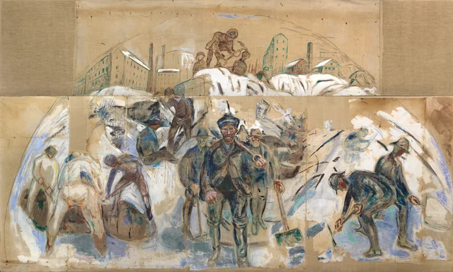 Workers on the Building Site. Draft for a Decoration of Oslo City Hall