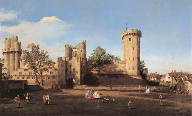 Castello di Warwick, fronte orientale dal cortile esterno