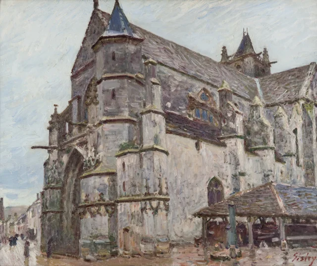 La chiesa di Moret sotto la pioggia del mattino