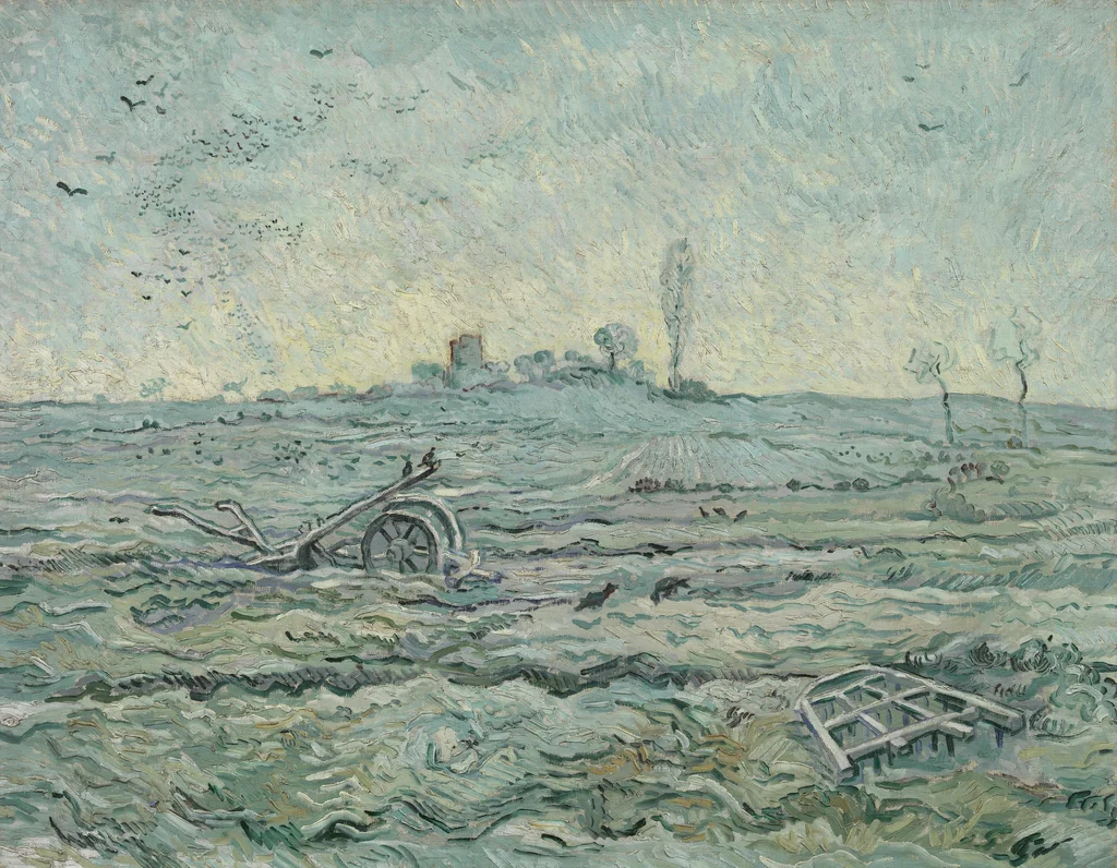 Campo innevato con un'erpice (da Millet)