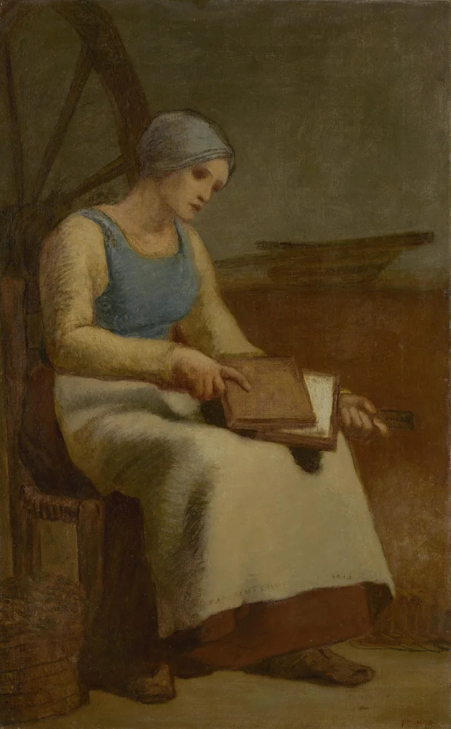 Woman Carding Wool