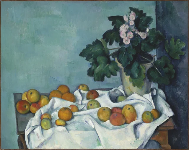 Still Life with Apples and a Pot of Primroses