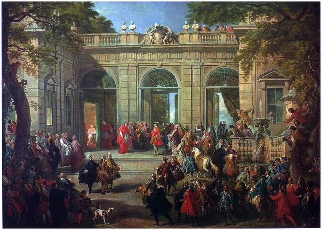Carlo III di Borbone visiting the Pope Benedetto XIV in the coffee-house of the Quirinale, Rome