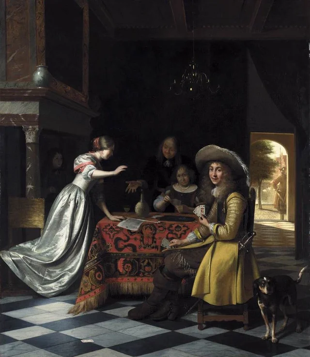 Jugadores de cartas en una mesa