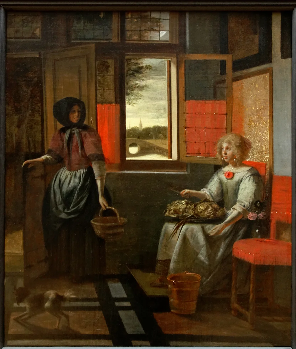 Una donna con una domestica