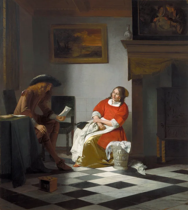 Hombre leyendo una carta a una mujer