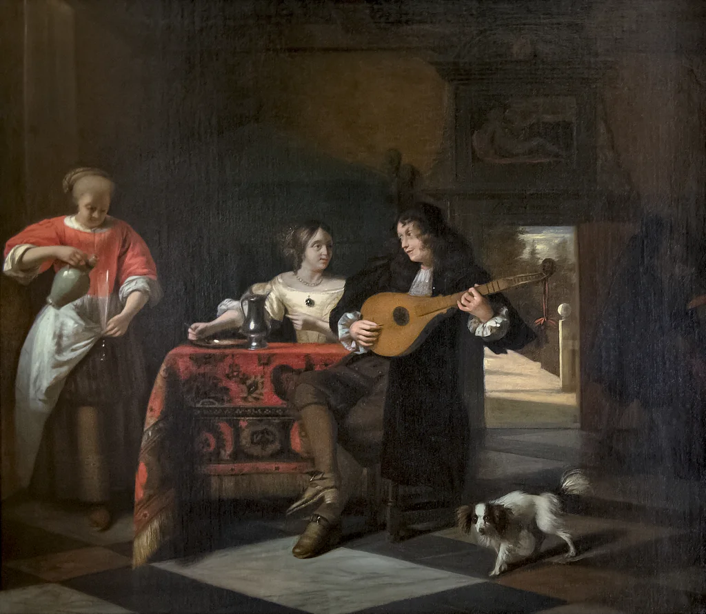 Allegra compagnia con mandolino e cane