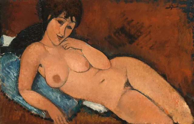 Nu sur coussin bleu