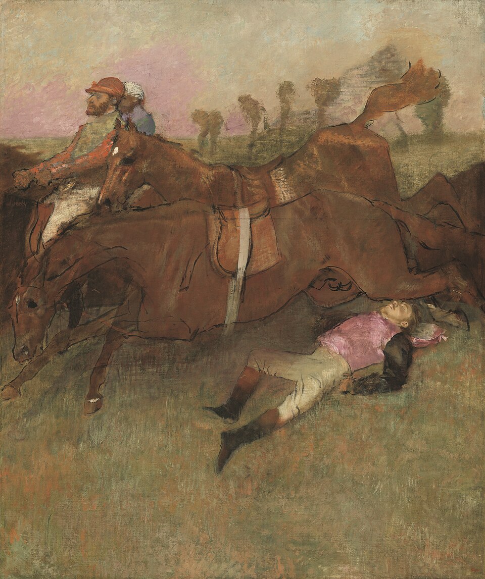 Szene aus dem Hindernisrennen: Der gestürzte Jockey