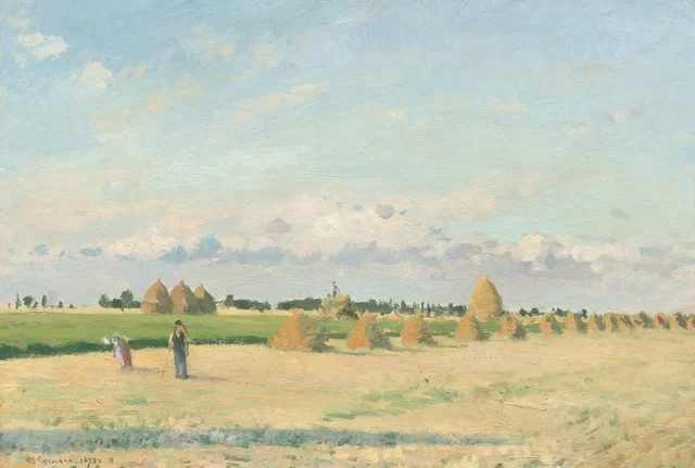 Open Fields with Haystacks near Pontoise