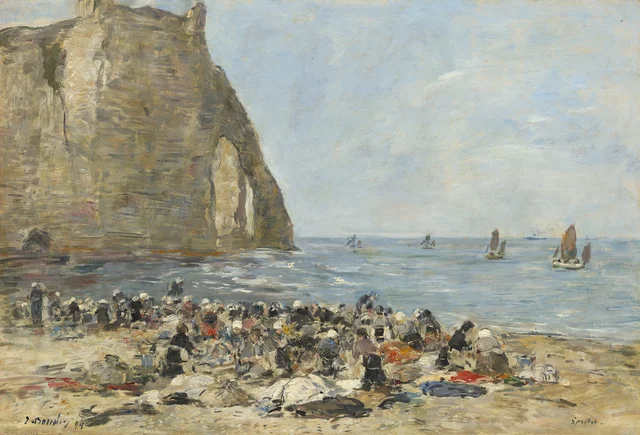 Laveuses sur la plage d'Étretat