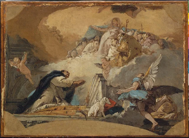Die Jungfrau empfängt die Gebete des heiligen Dominikus