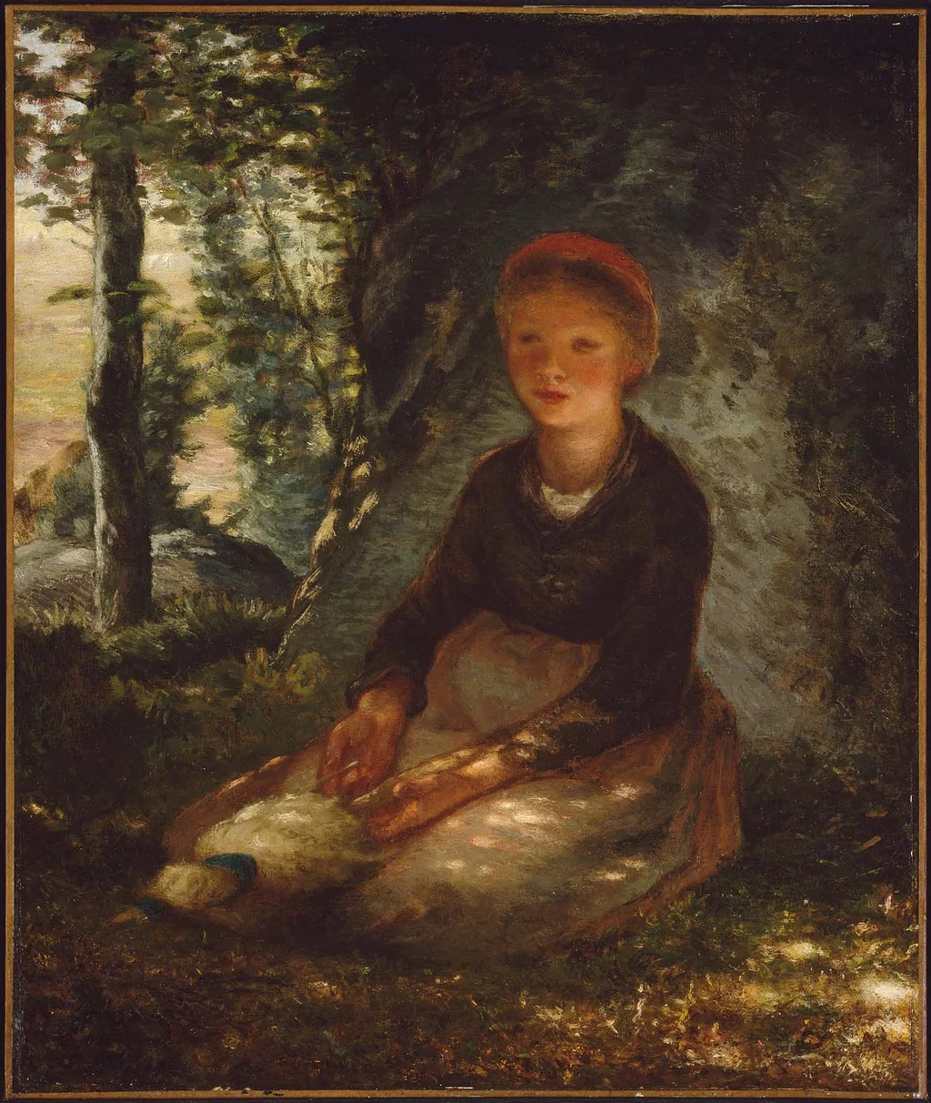 Bergère assise à l'ombre