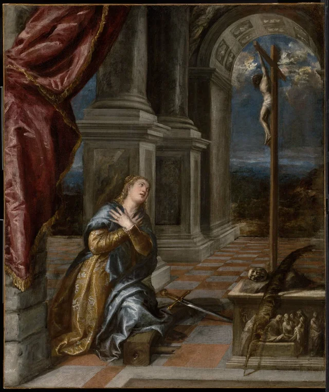 Die heilige Katharina von Alexandrien im Gebet