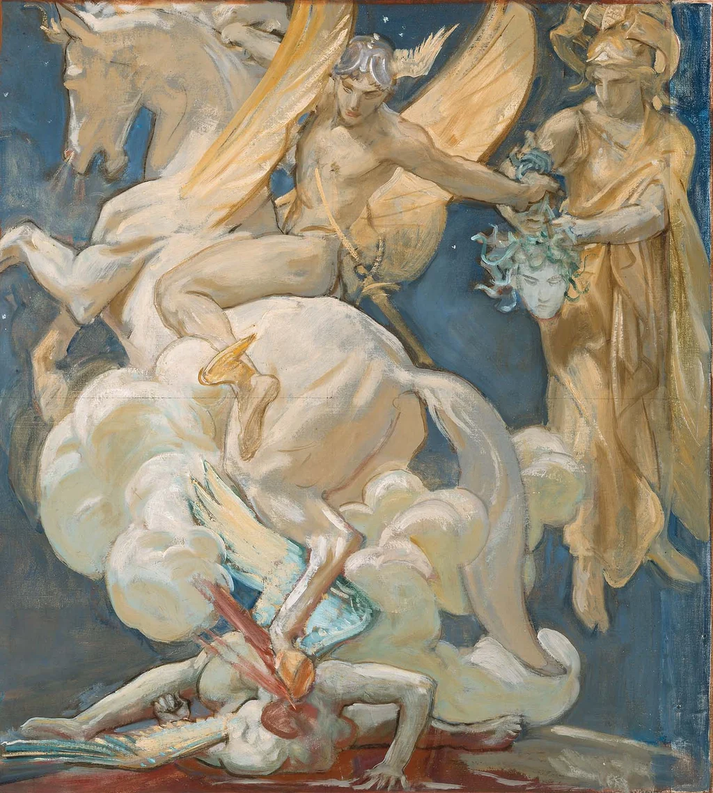 Sketch for Perseus on Pegasus Slaying Medusa