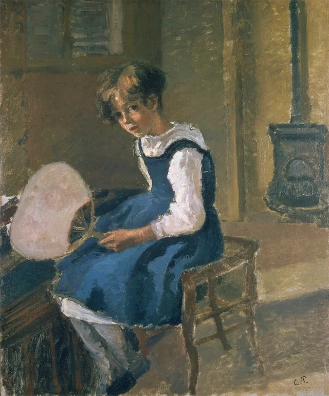 Jeanne Pissarro, genannt Minette, mit einem Fächer