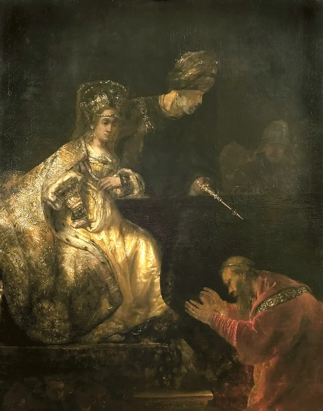 Haman begs Esther for his life