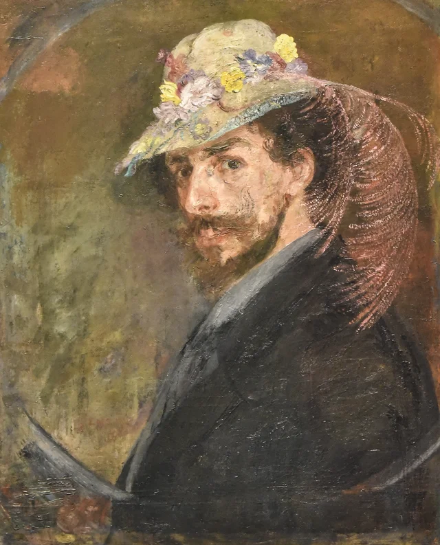 Self-portrait with flowered hat
